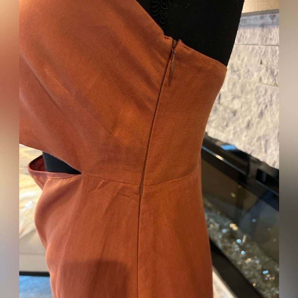 Adriana Degreas size Small strapless linen maxi dress, cutout just below bust - Picture 7 of 10